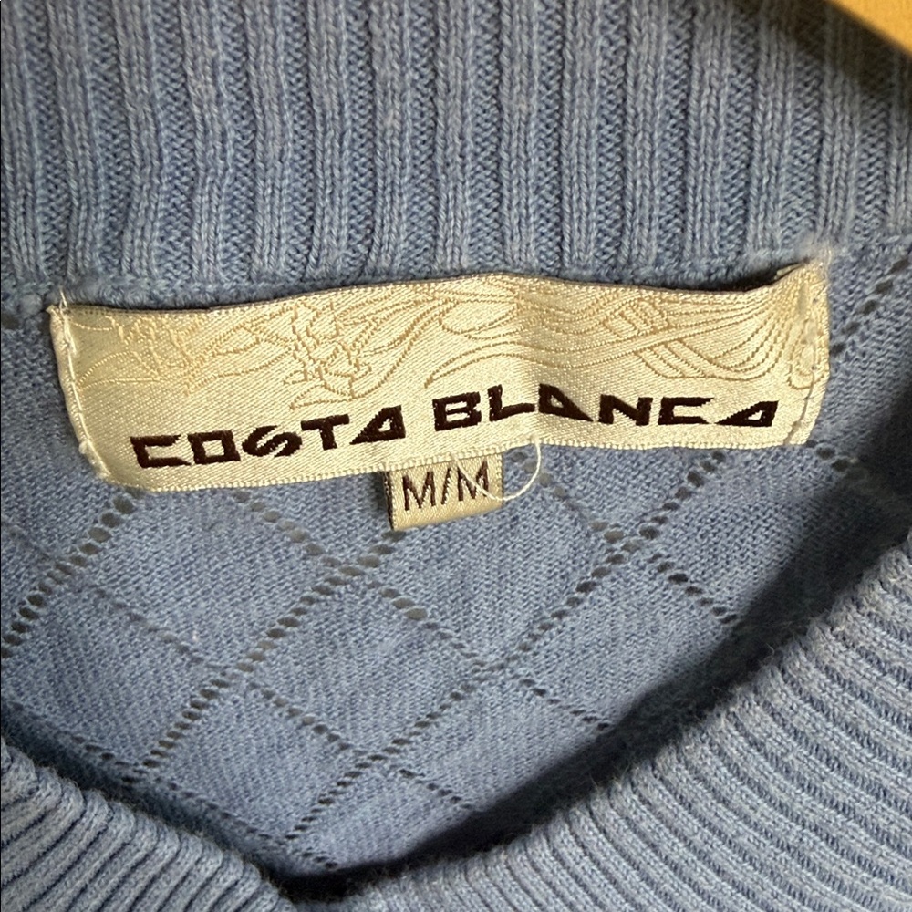 Costa Blanca Diamond Knit Blue Cardigan - Picture 2 of 5
